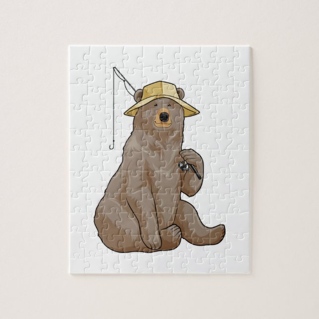 Puzzle Ours à la pêche avec une baguette de pêche (Vertical)