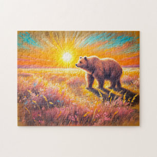 Puzzle Ours Brown Coucher de soleil Pastel Chalk