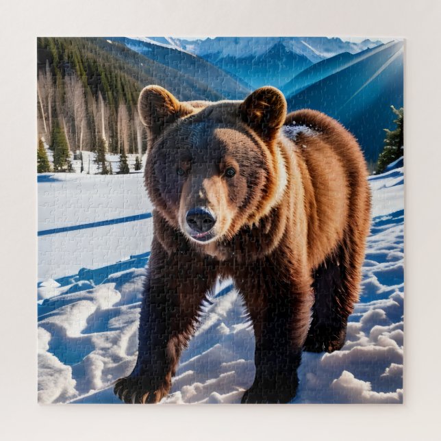 Puzzle Ours Brown dans la neige (Vertical)