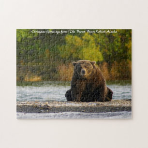 Puzzle Ours brun Alaska. Vœux de Noël