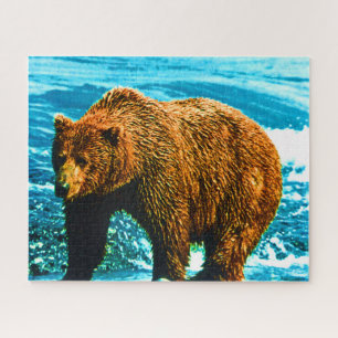 Puzzle Ours brun d'Alaska USA vintage