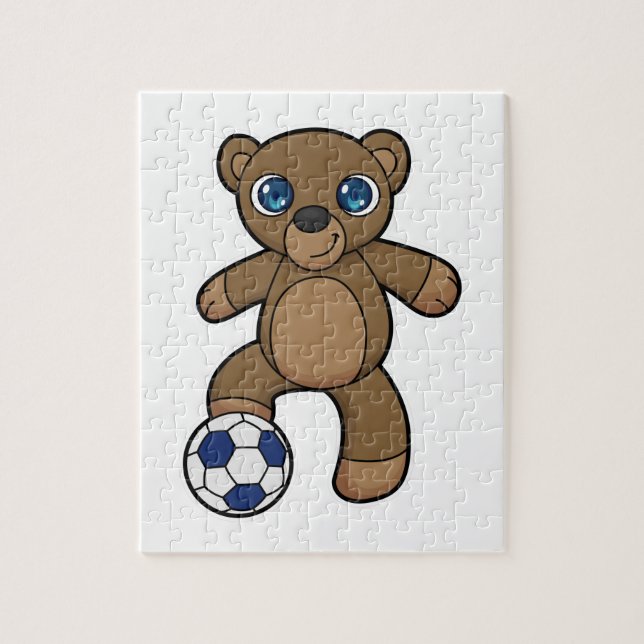 Puzzle Ours comme joueur de football avec balle de footba (Vertical)
