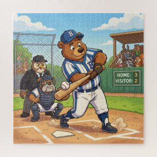 Puzzle Ours de dessin animé jouant au baseball