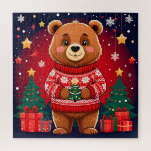 Puzzle Ours de Noël en pull pour des moments conviviaux e