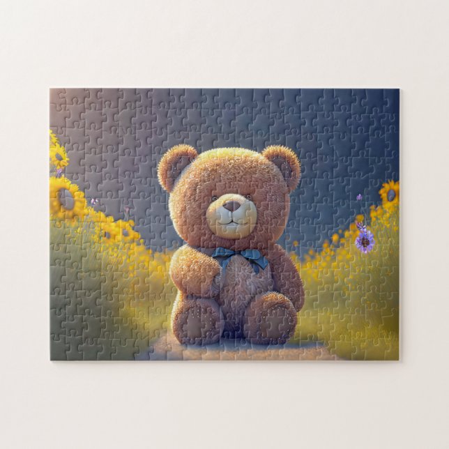 Puzzle Ours en peluche dans une prairie, mignon (Horizontal)