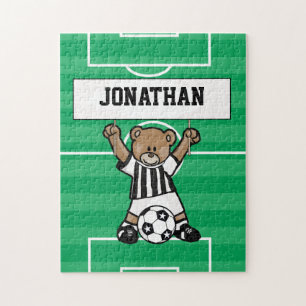 Puzzle Ours en peluche de soccer personnalisé (blkwstripe