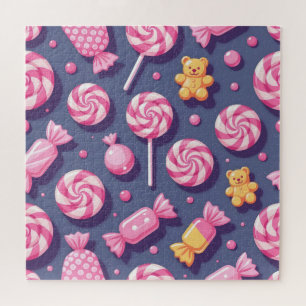 Puzzle Ours en peluche et motif de bonbons