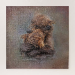Puzzle Ours étreinte pastel art animal contemporain