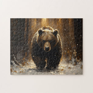 Puzzle Ours grizzli dans la peinture forestière