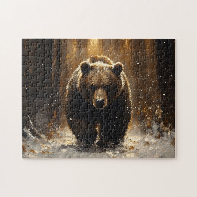 Puzzle Ours grizzli dans la peinture forestière (Horizontal)