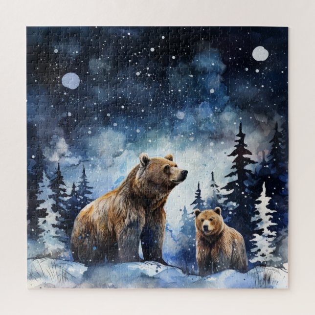 Puzzle Ours Grizzly et bébé (Vertical)