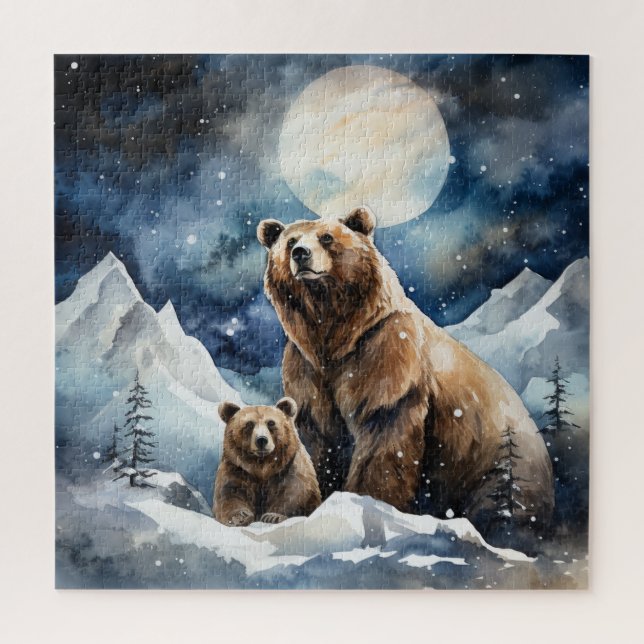 Puzzle Ours Grizzly et bébé (Vertical)