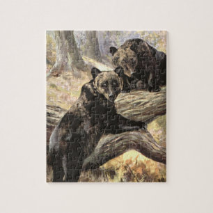 Puzzle Ours Grizzly par CE Swan, Animaux de la Forêt Vint