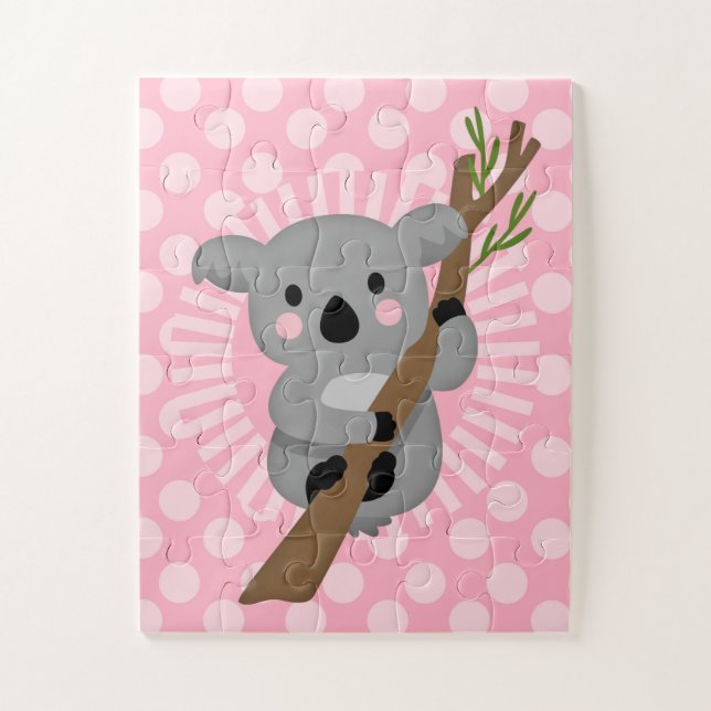 Puzzle Ours Koala mignon - Fille Gris Rose (Vertical)