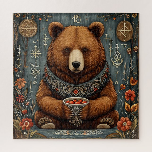 Puzzle 🐻 Ours Majestueux Avec Collier Mystique Pour Puzz (Vertical)