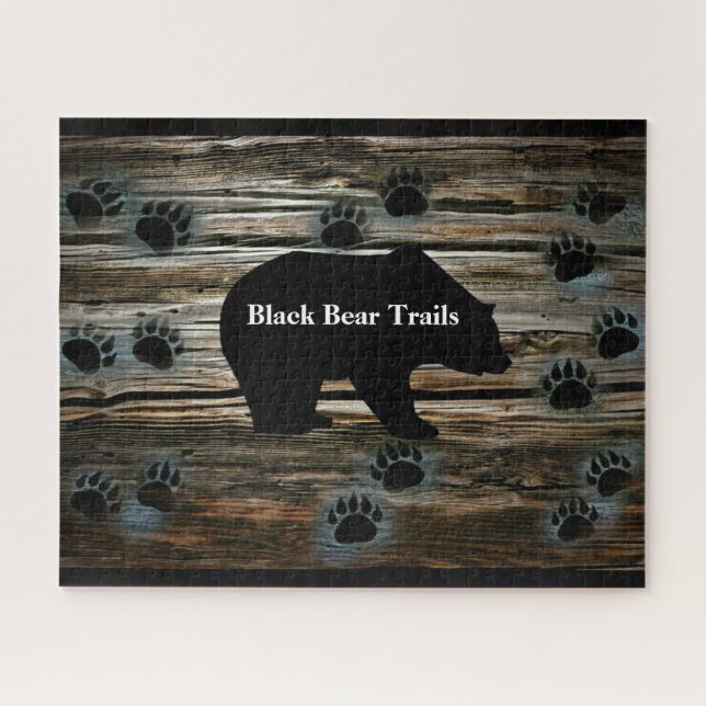 Puzzle Ours Noir Ours Noir Pâtes Bois Rustique (Horizontal)