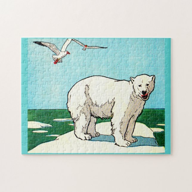 Puzzle ours polaire et mouettes (Horizontal)