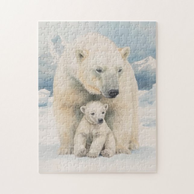 Puzzle Ours Polaire et Ourson Élégance Arctique (Vertical)