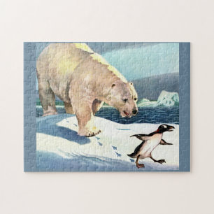 Puzzle Ours polaire et pingouin des années 1940