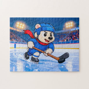 Puzzle Ours polaire jouant au hockey sur glace sur une pa