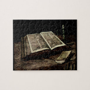 Puzzle Ouvrez le livre de bible avec des bougies - Van