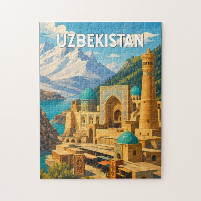 Puzzle Ouzbékistan Illustration Voyage Art Vintage (Vertical)