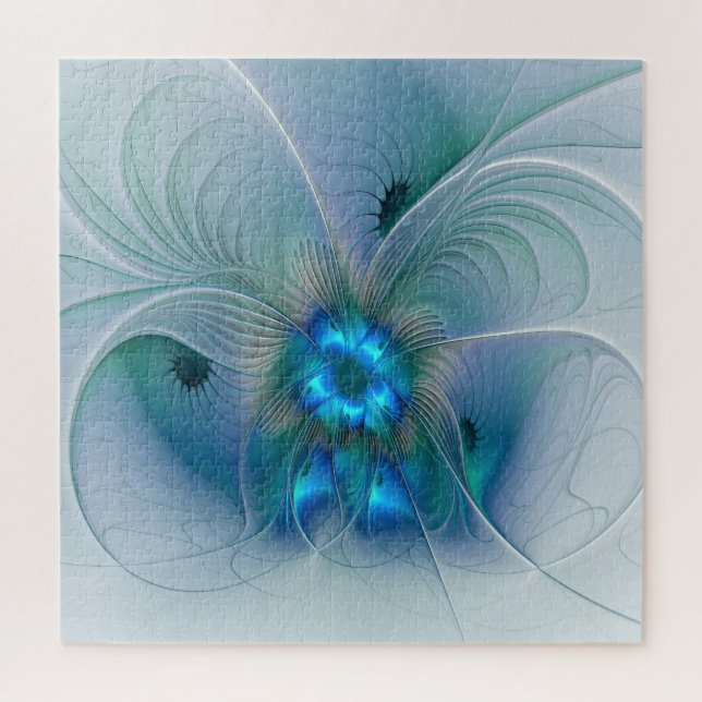 Puzzle Ovations debout, fractale abstraite bleu turquoise (Vertical)