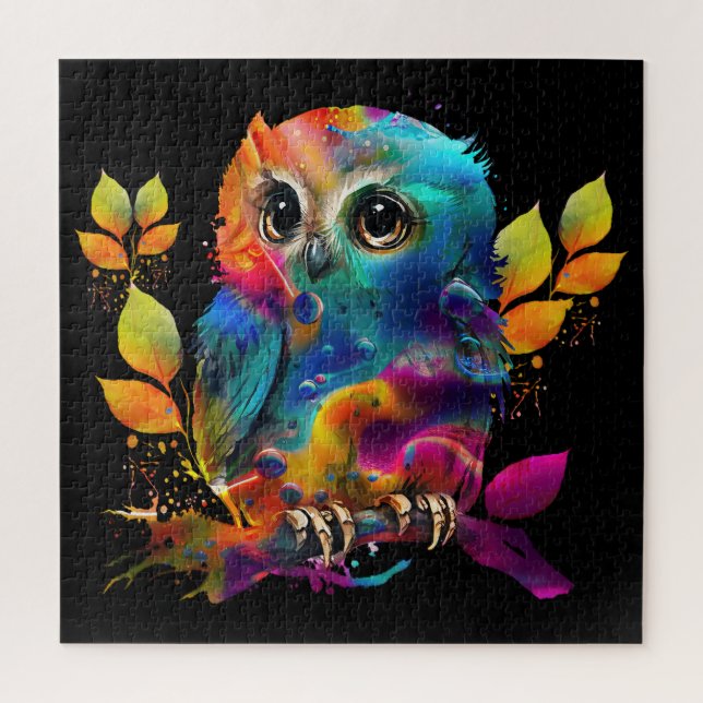 PUZZLE OWL COLORÉ ABSTRAIT (Vertical)