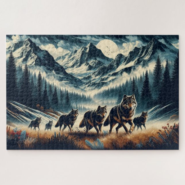 Puzzle Pack Wolf Mountain, Famille Wolf, Wilderness (Horizontal)