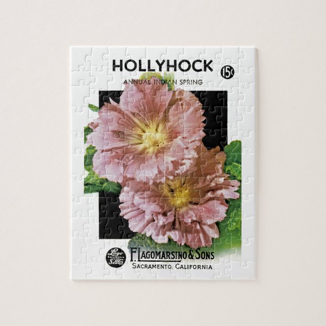 Puzzle Packet Vintage de semences Hollyhock (Vertical)