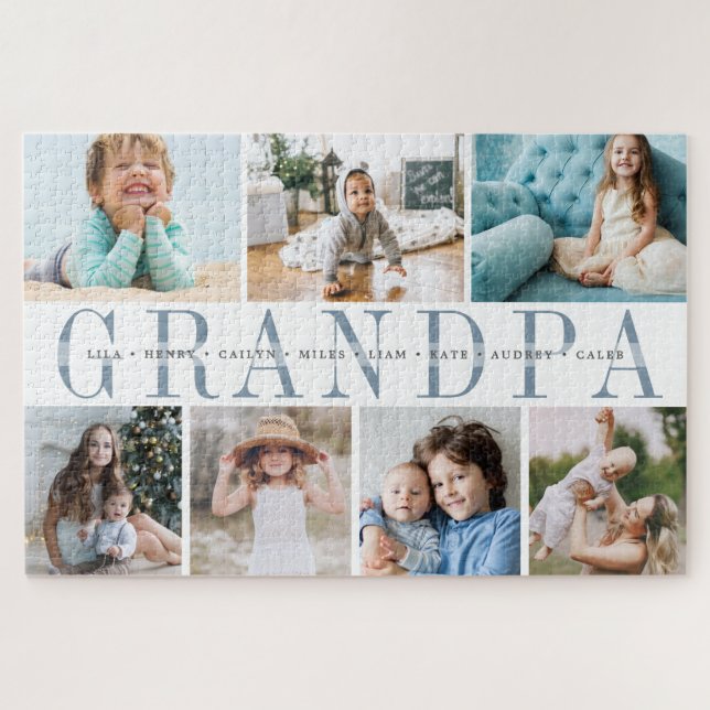 Puzzle Page d'accueil 7 Grandpa Photo Grandchildren Colla (Horizontal)