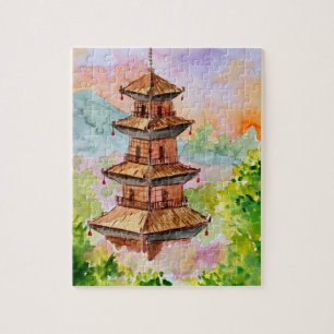 Puzzle Pagode japonaise au printemps