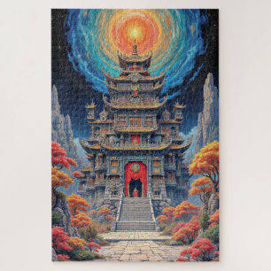 Puzzle Pagode Mystique sous un Ciel Céleste