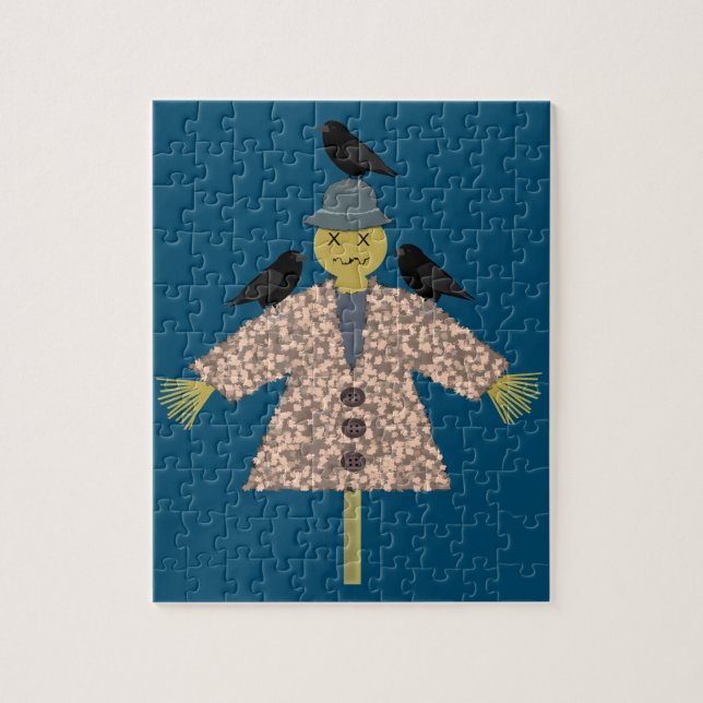 Puzzle Paille d'Halloween Scarecrow et Ravens (Vertical)