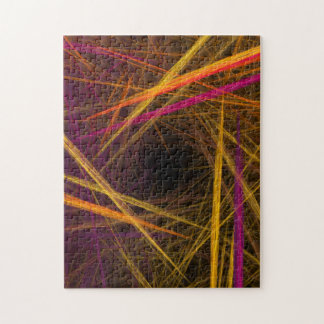 Puzzle Paille d'or avec design fractal violet et rouge