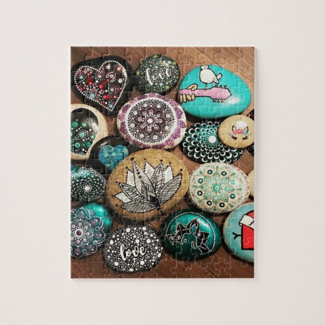 Puzzle Painted Rock (Vertical)