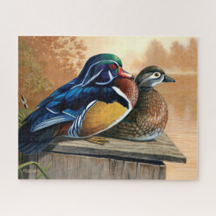 Puzzle Paire de canards branchus sur un nichoir Peinture 