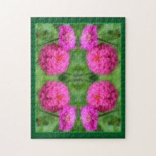 Puzzle Paire de fleurs rose Zinnia gros Abstrait