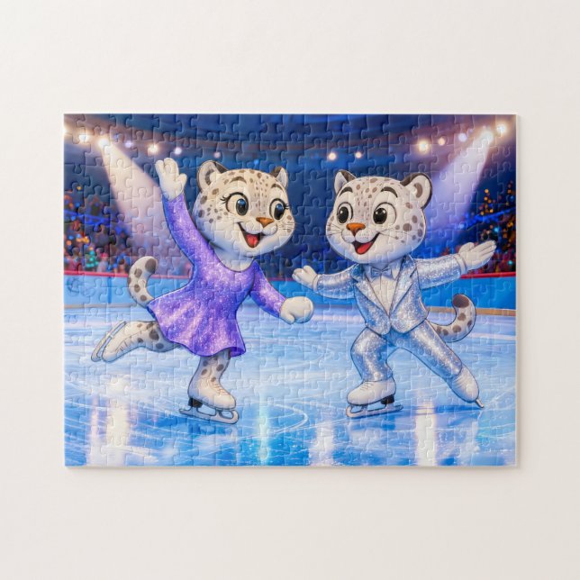 Puzzle Paire de léopards des neiges exécutant une routine (Horizontal)