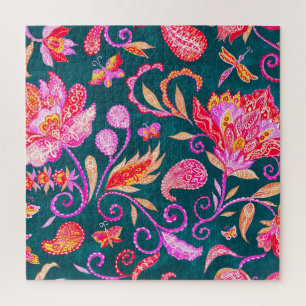Puzzle Paisley Aquarelle Motif Floral Carreau