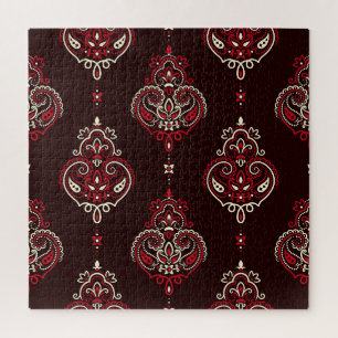 Puzzle Paisley Bandana : Boho Vintage Print.