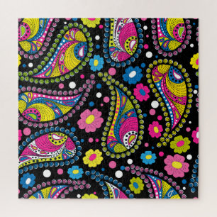 Puzzle Paisley de style tribal, motif ethnique sans soudu