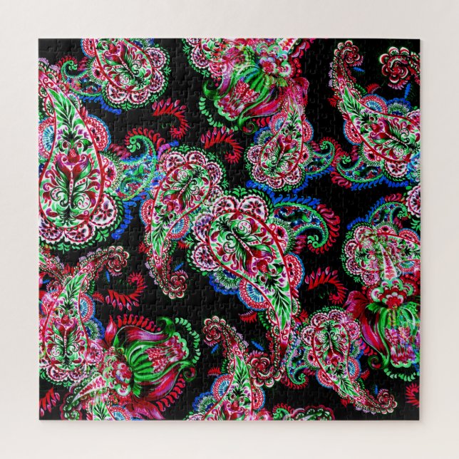 Puzzle Paisley Floral Pattern, Ethnic Arrière - plan. (Vertical)