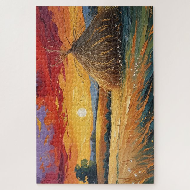 Puzzle Pajar solitario al atardecer (Vertical)