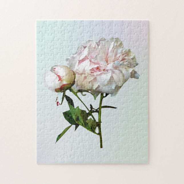 Puzzle Pale Pink Peony and Bud (Vertical)