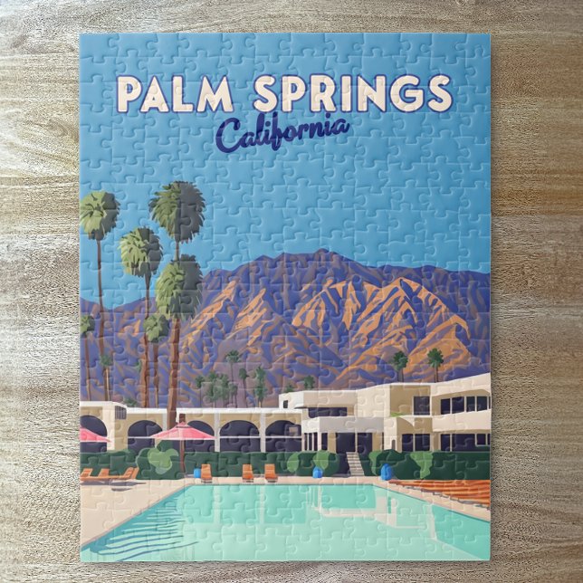 Puzzle Palm Springs California Pool Hotel Trees Retro (Créateur téléchargé)