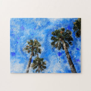 Puzzle Palmen am blauen Himmel -