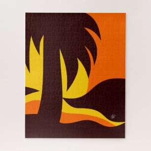 Puzzle Palmier Sur La Plage Avec Paysage Couché De Soleil