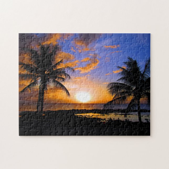 Puzzle palmiers au coucher du soleil (Horizontal)
