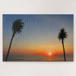 Puzzle palmiers au coucher du soleil à Bali